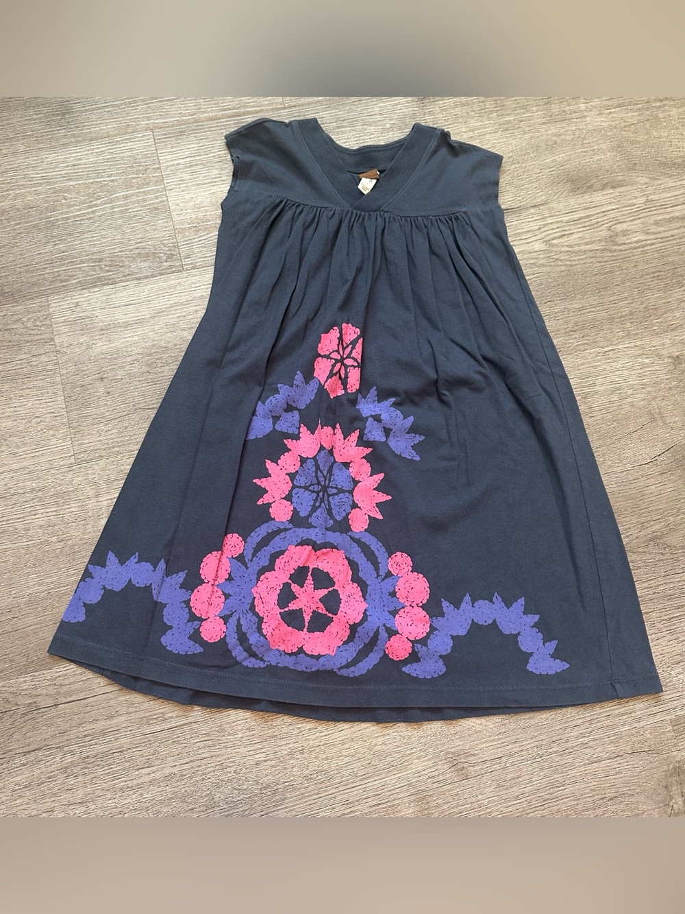 Tea collection navy abstract floral 100% Cotton dress